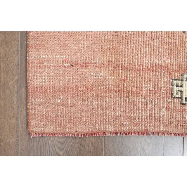 1970s Turkish Oushak Handmade Wool Cotton Orange Runner Rug 102x381