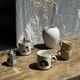 Pair of mugs with stylized Italian women motifs