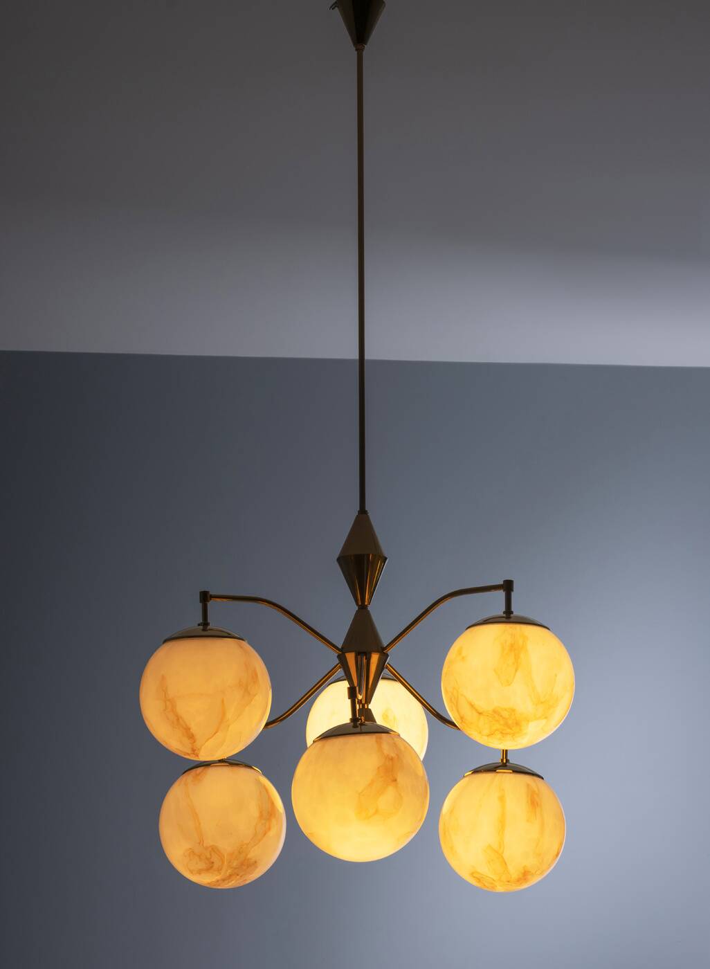 Vintage Marbled Glass Chandelier, 1960s–1980s, Czechoslovakia