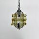 Brutalist glass and iron hanging lamp, 1970s