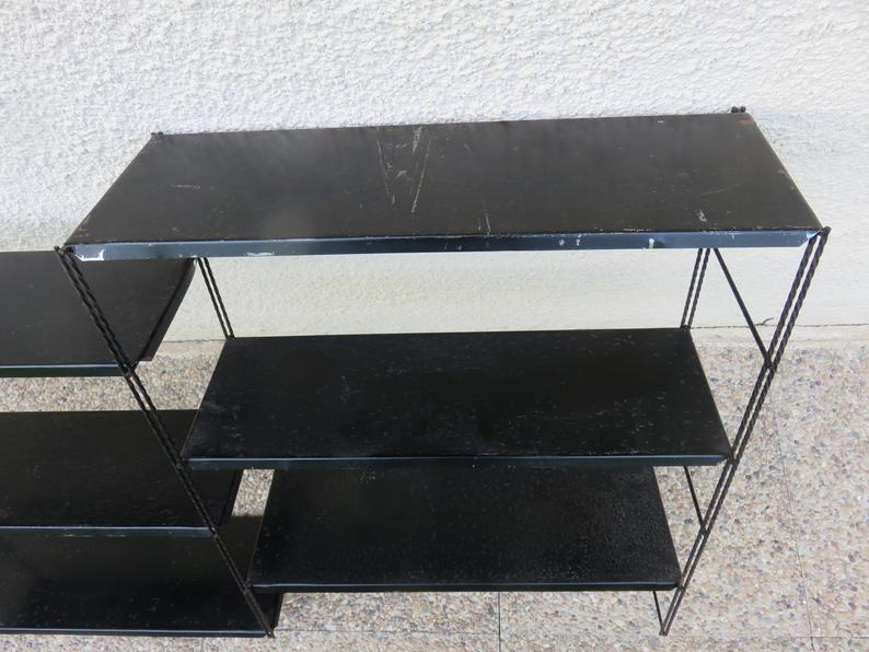 Etagère string, modulable en métal laqué noir années 50/60