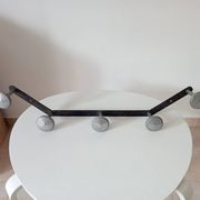Vintage 1950s wall coat rack, wrought iron with chiselled details and solid aluminium.