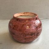 Old ceramic ball vase enamelled rose points vintage black points