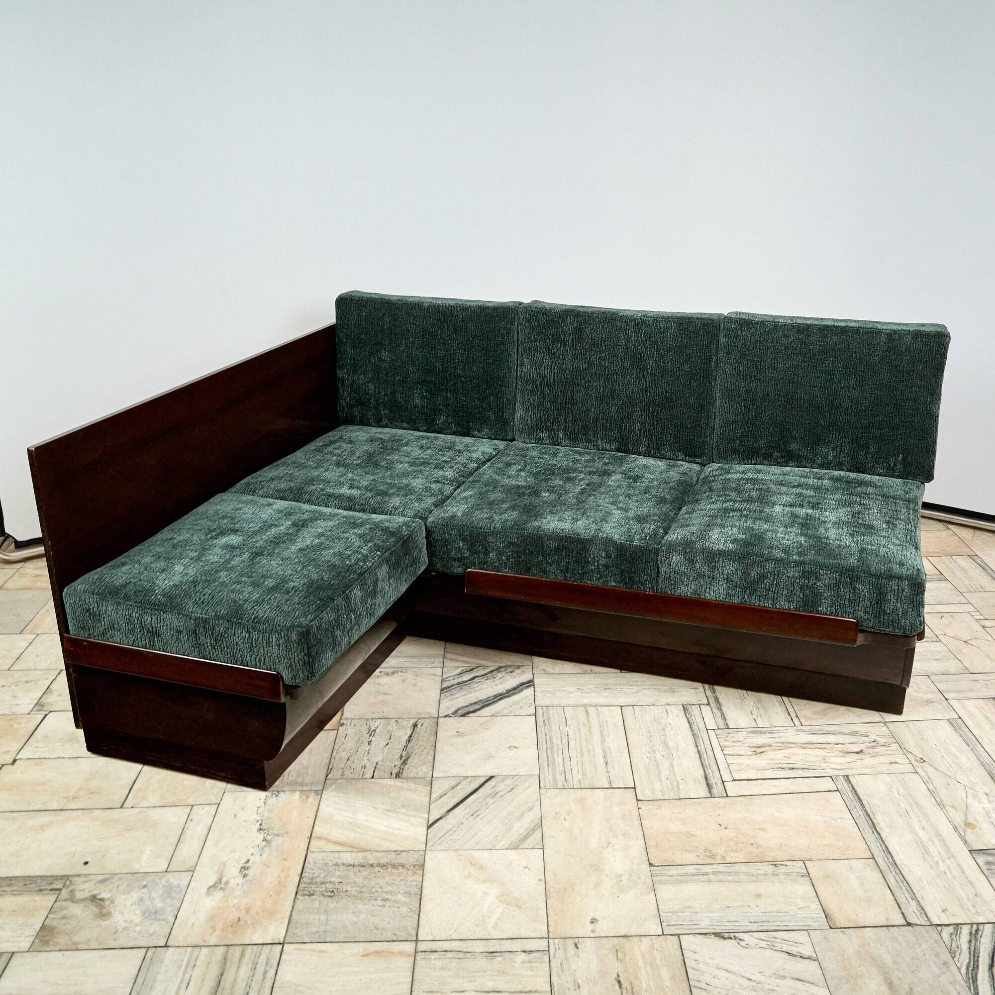 Art Déco corner sofabed by Jindřich Halabala for UP Závody in 1950s