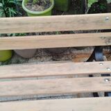 Garden bench with old cast iron legs