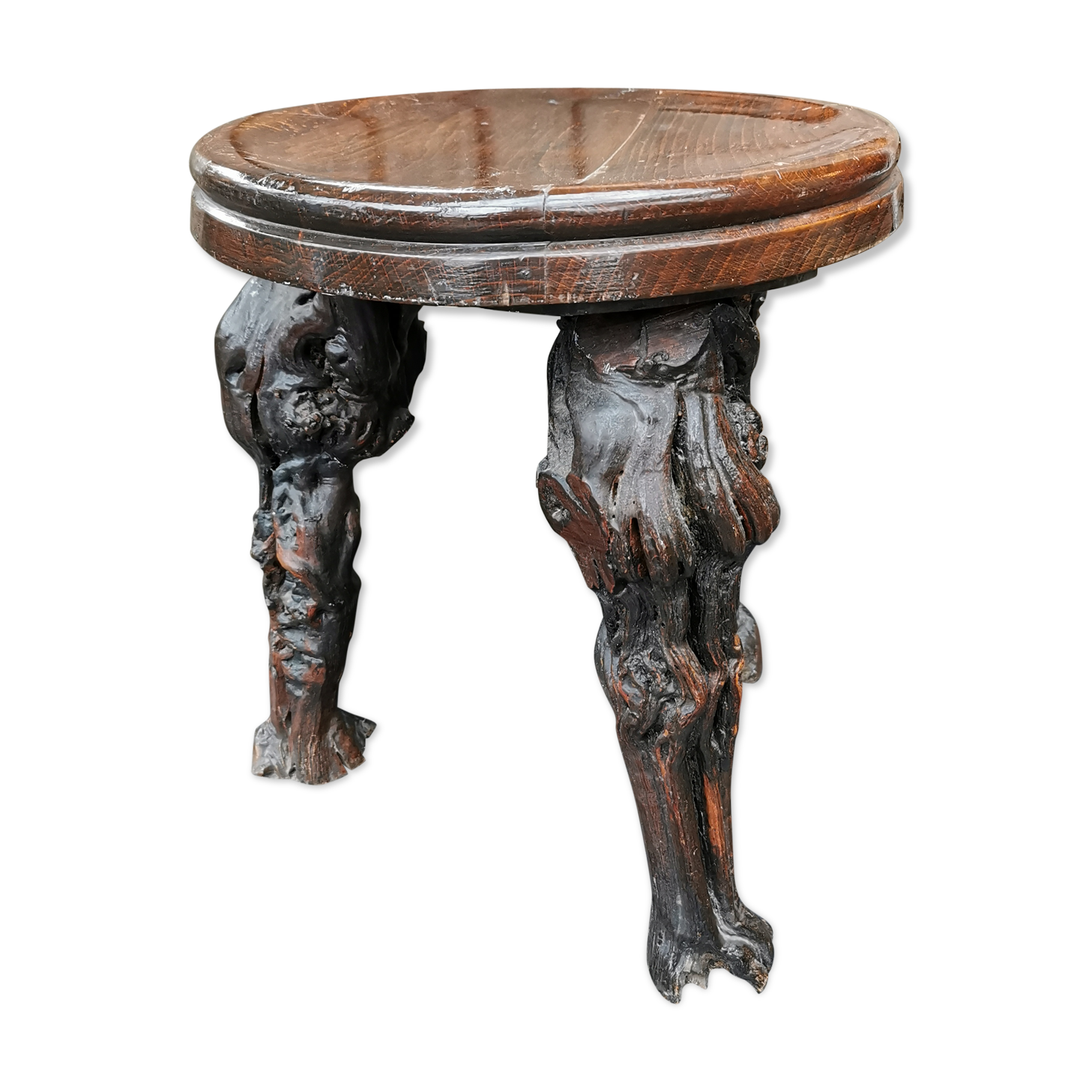 Artisan tripod stool in vines