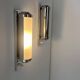 Pair of vintage modernist wall lights, chrome and sandblasted glass, France 1930