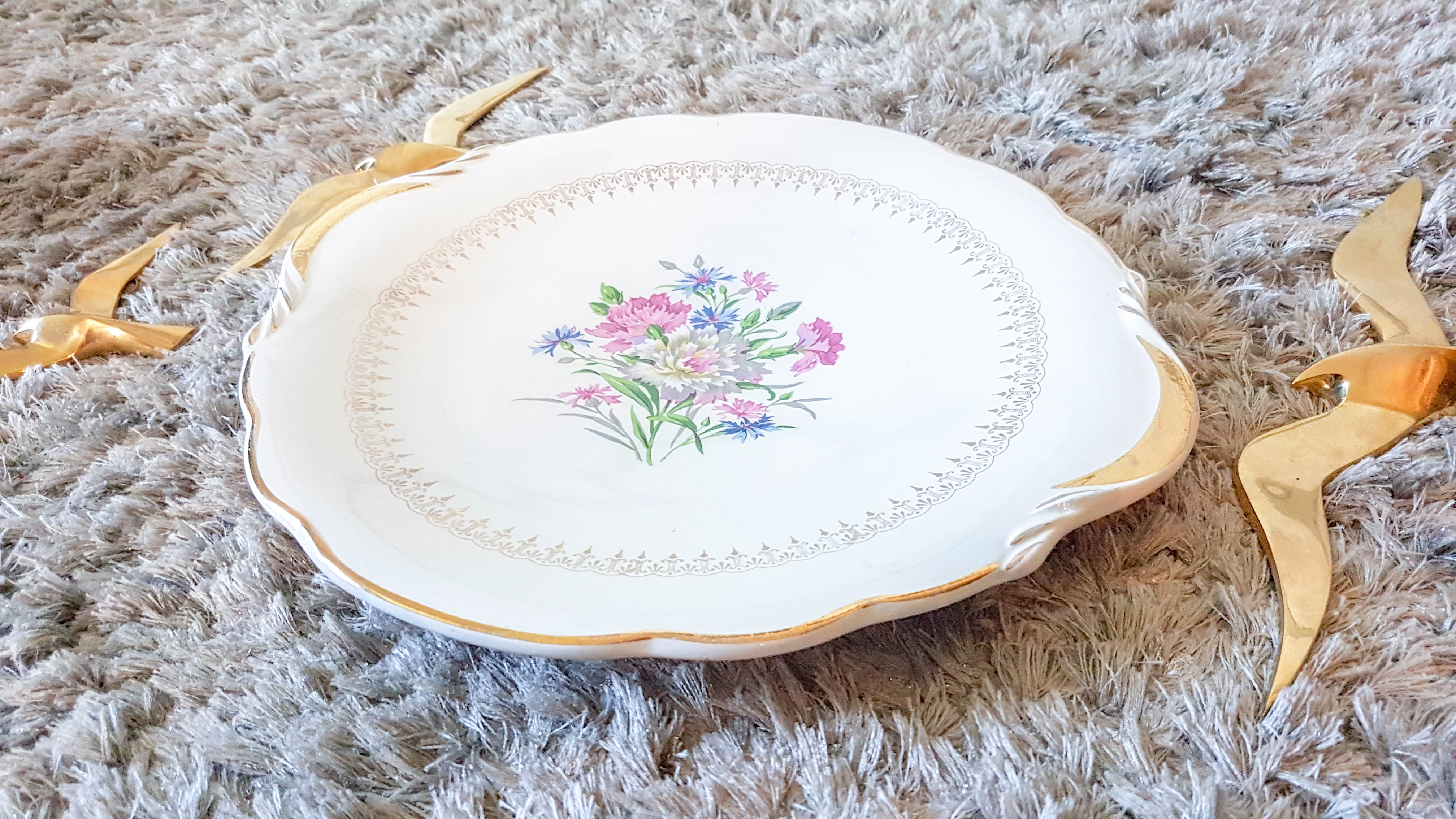 Digoin Sarreguemines "Lilitia" Large flat plate cake dish