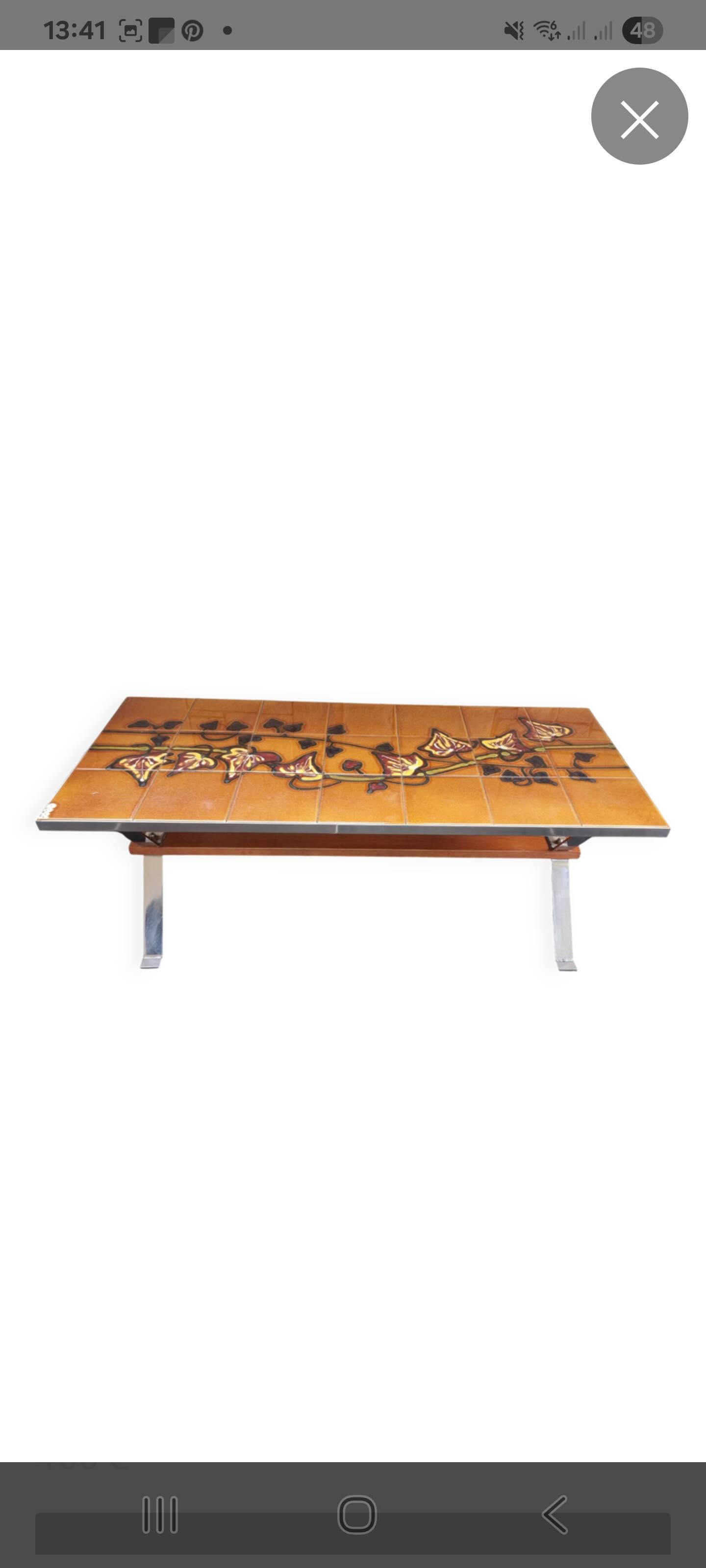 Coffee table with ceramic tiles signed ADRI from the 1970s.