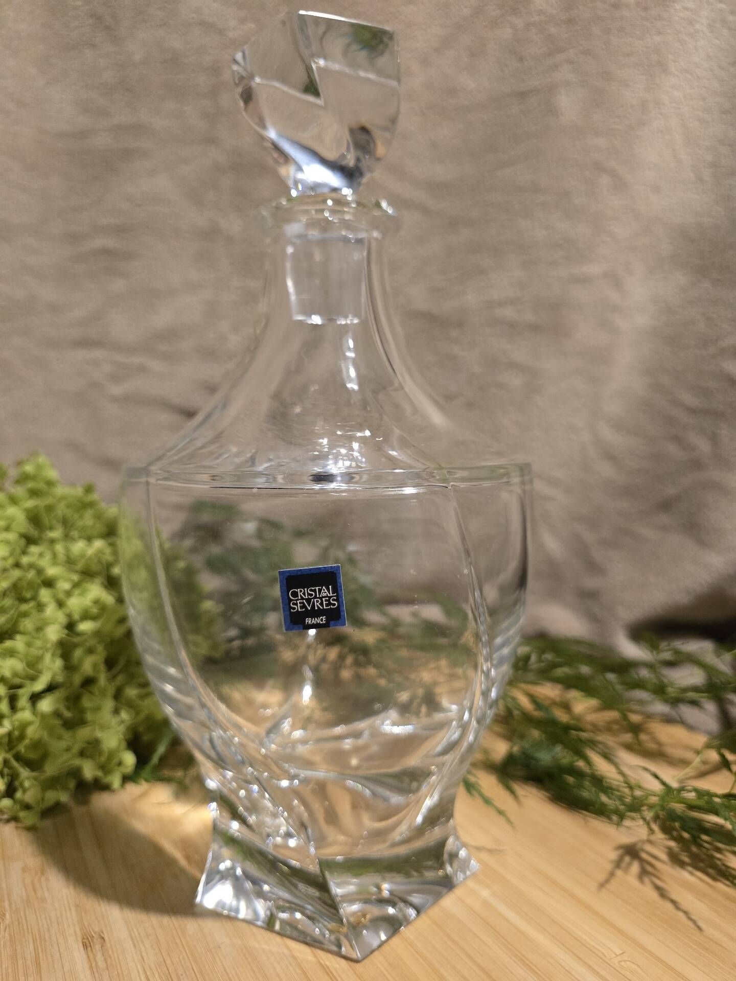 Sèvres crystal – antique whisky decanter – cut crystal with label