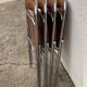 4 folding chairs chromed metal and Skaï fawn 1970