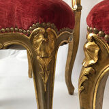 Paire de chaises de style Louis XV en bois doré, époque Napoléon III