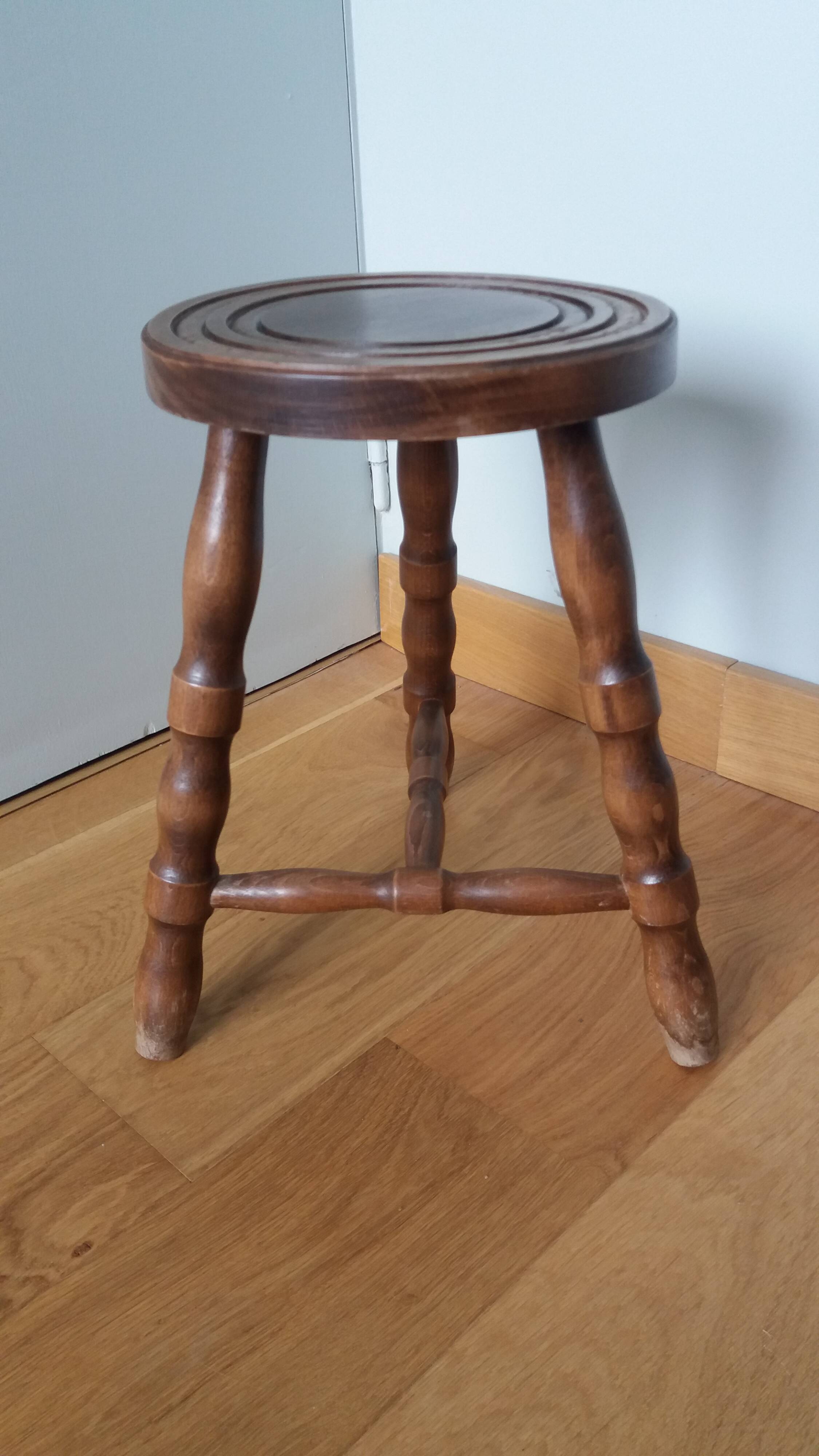 Turned wooden stool
