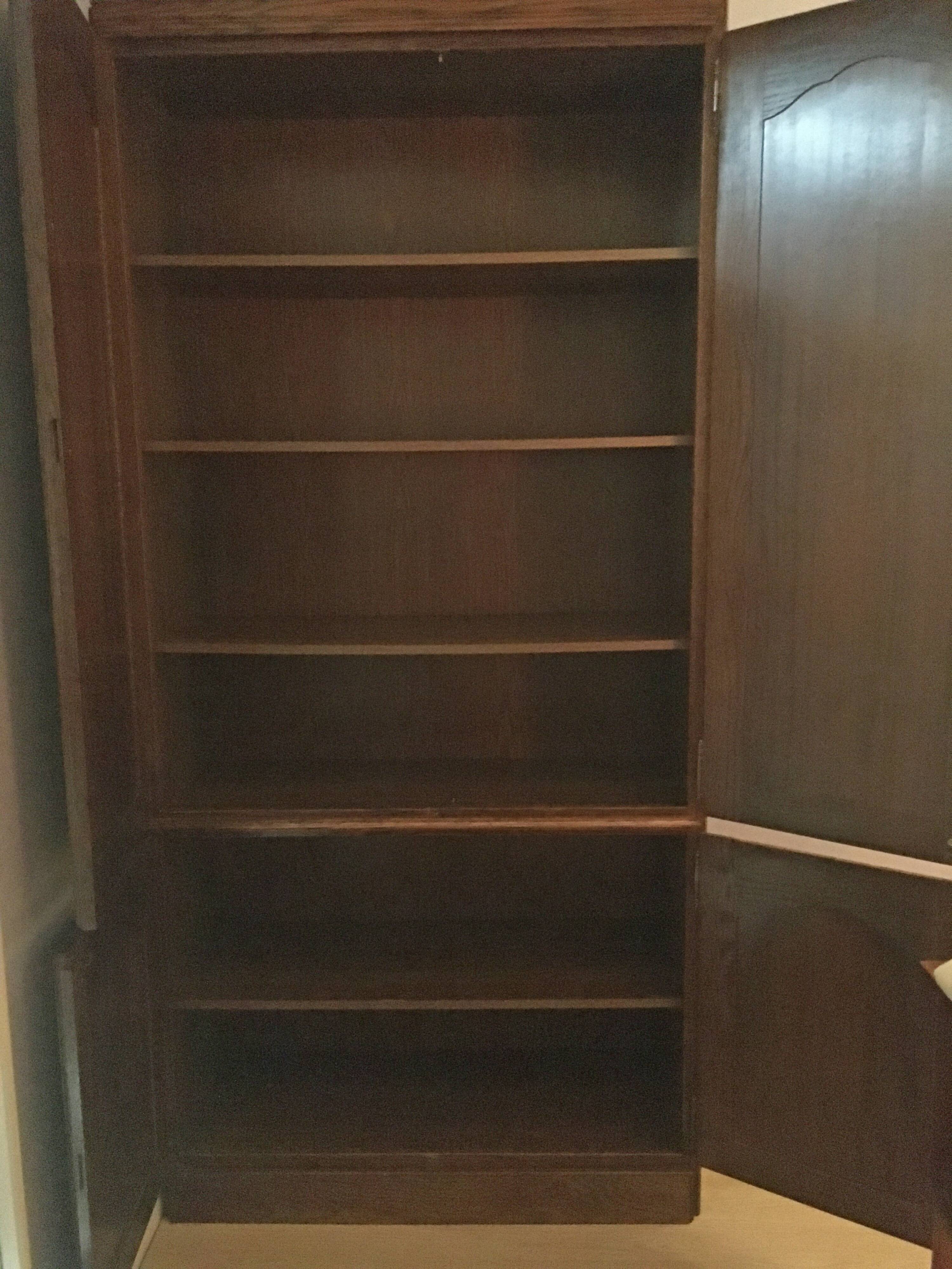 Solid oak wardrobe, four doors with keys.