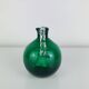 Vase rond verre de Murano vert, anse torsadée, vintage