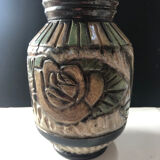 Vase en grès Losson décor de rose