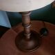 Turned wood lamp and silk lampshade