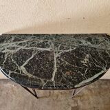 Half moon console - Wrought iron and green marble top - Design 1940