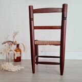 Mini wooden and straw chair - brutalist look
