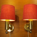 Pair of golden Scandinavian wall lights by Bergboms