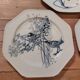 Set of three blue ironstone flat plates.