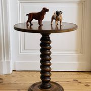 Turned wooden side table