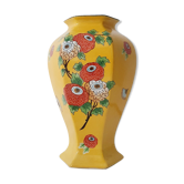 Yellow porcelain vase Japanese decoration