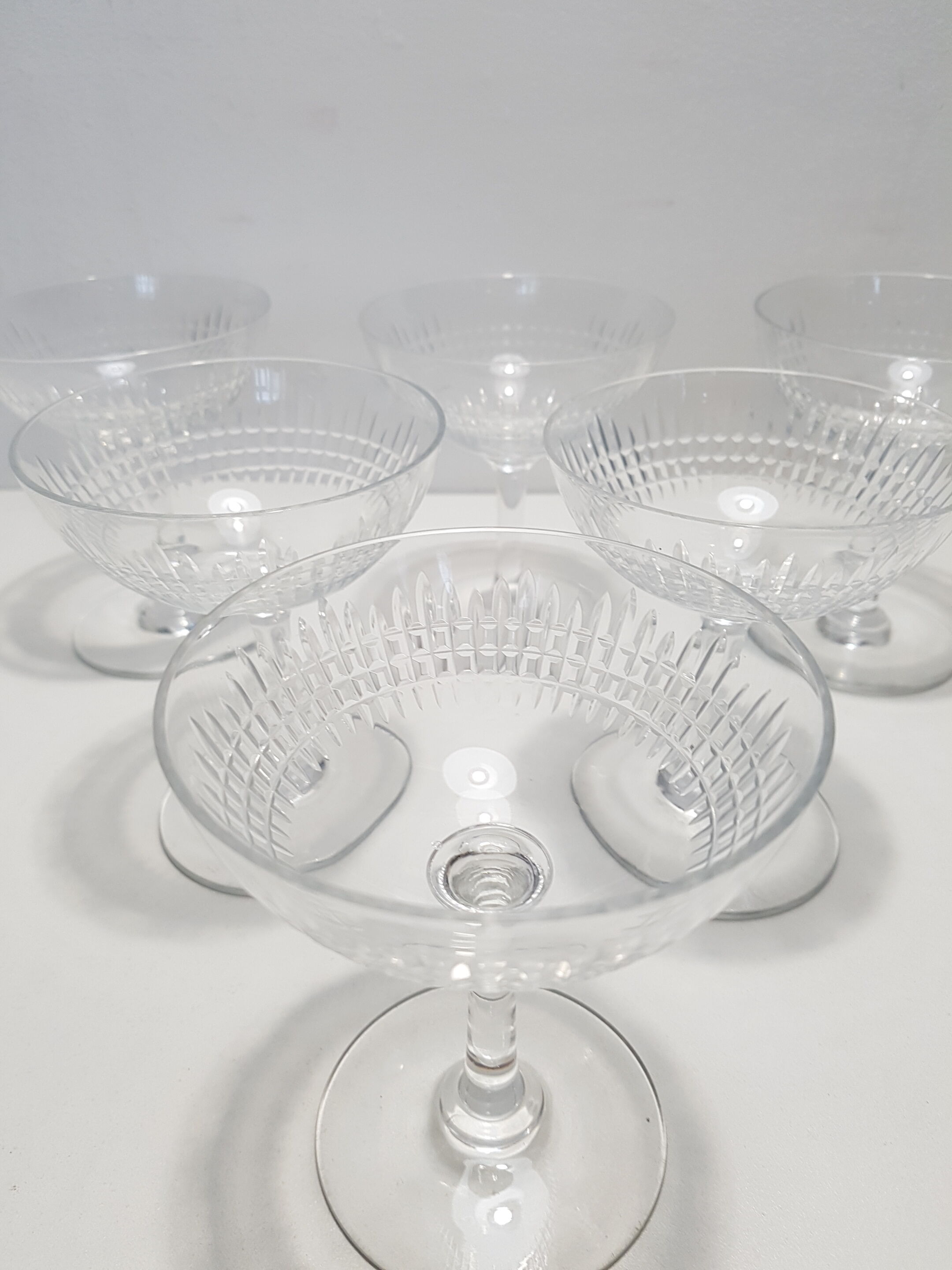 6 champagne glasses in Baccarat crystal, Nancy model, circa 1920