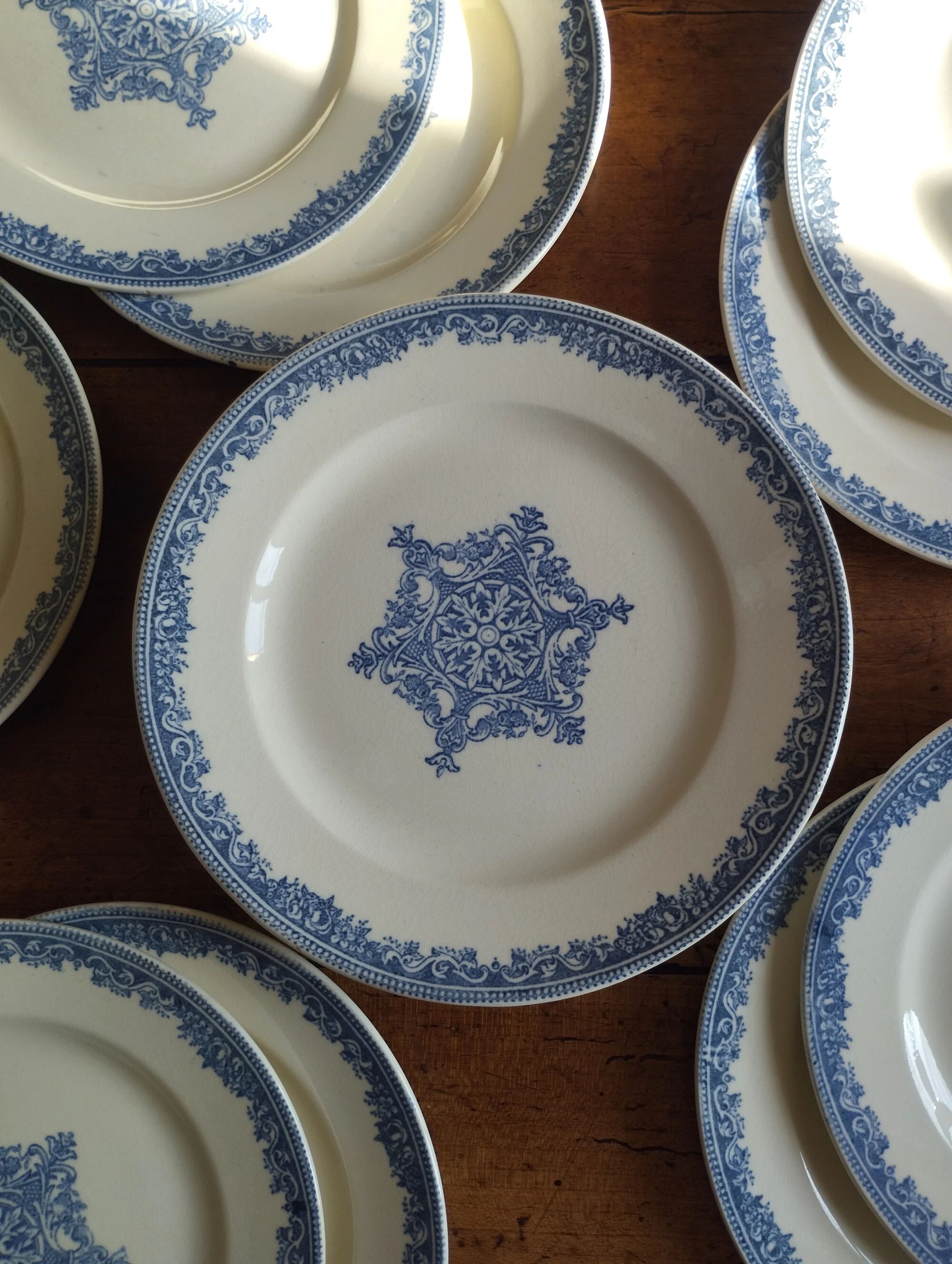 6 dessert plates ironstone J. Vieillard Bordeaux "Garland"