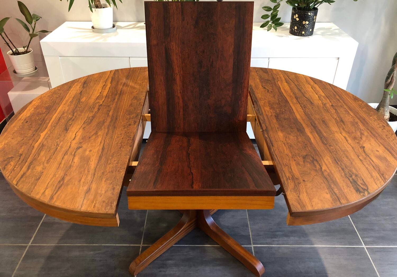 Vintage Scandinavian Baumann style extendable table in Rosewood 1970s