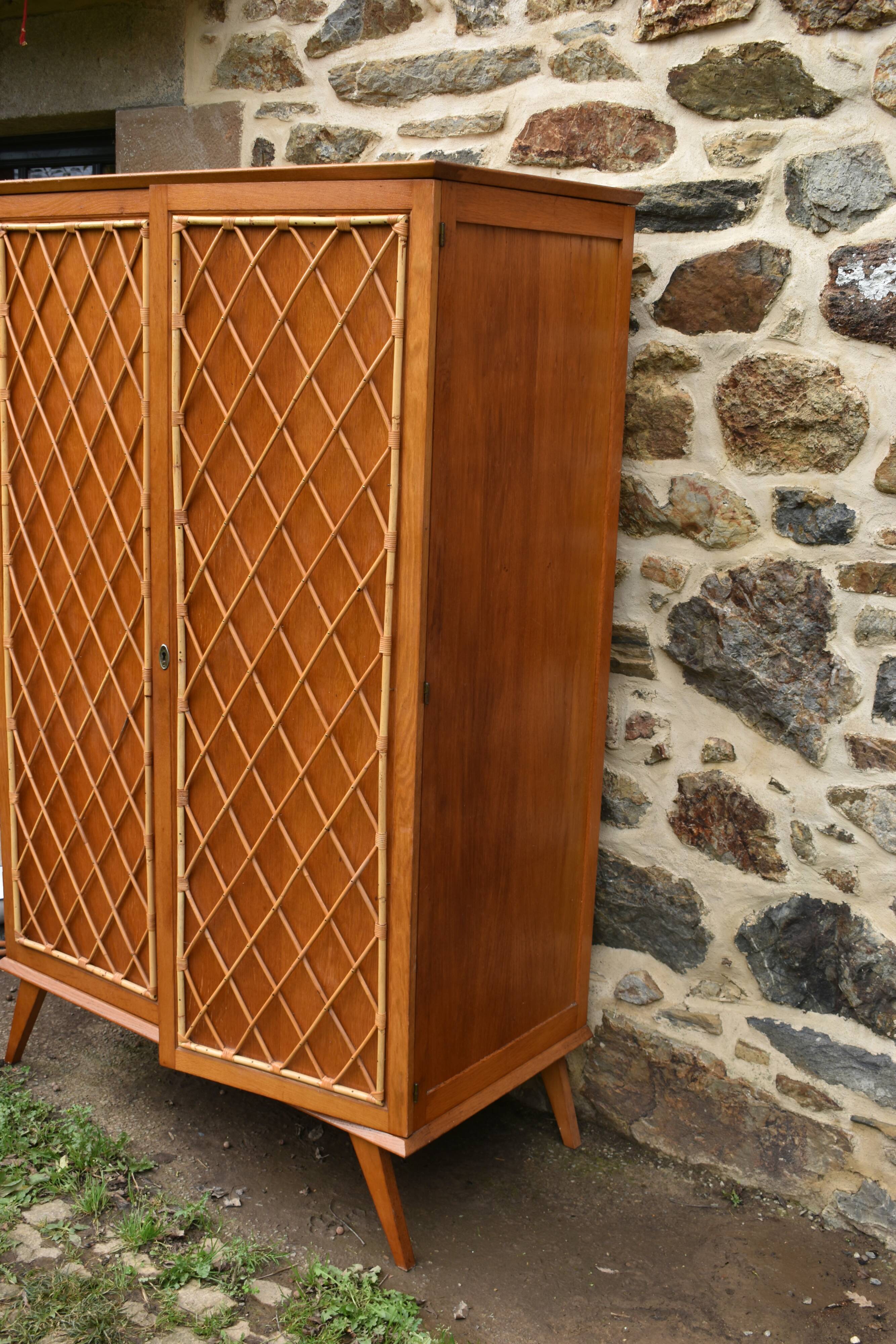 1960s rattan wardrobe