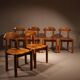 Six Dining Chairs in Pine Wood | Italy 1980s