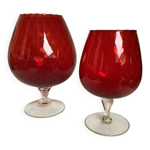 Paire de vases verres - rouges