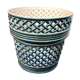 Cache pot green bottle imitation wicker braided / vintage 60s-70s