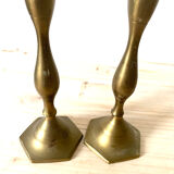 Pair of brass candle holders