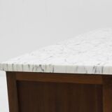 Buffet brutaliste espagnol en bois massif et marbre