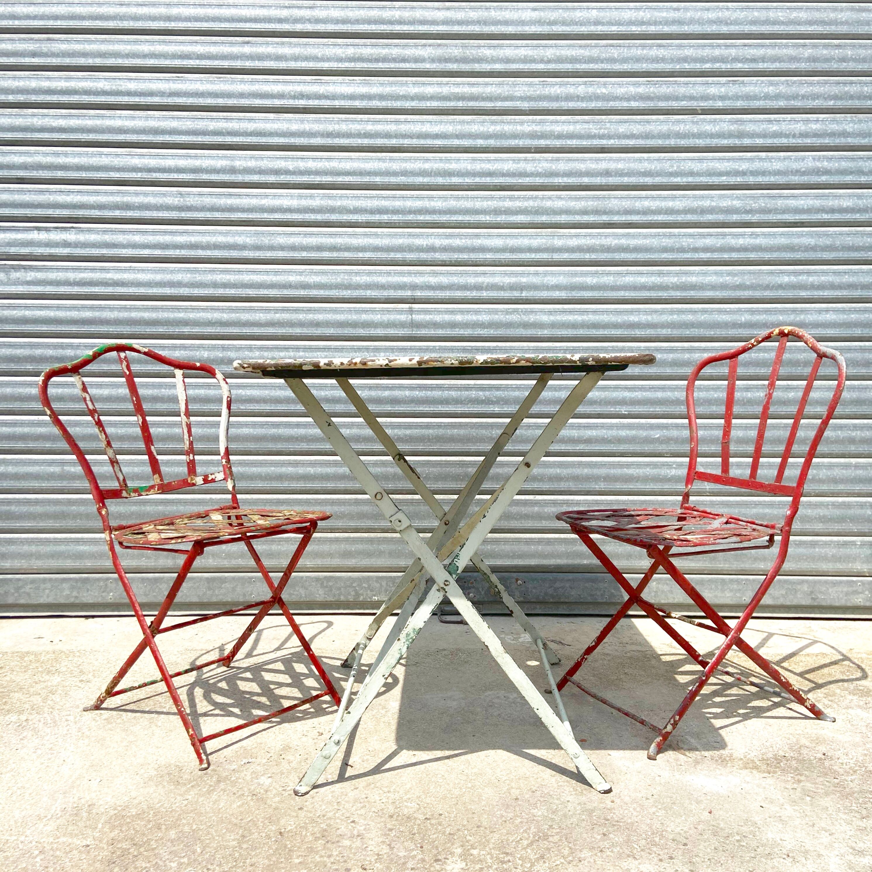 Old folding rectangular garden table - location for parassol
