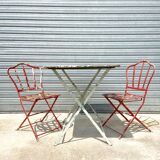 Old folding rectangular garden table - location for parassol