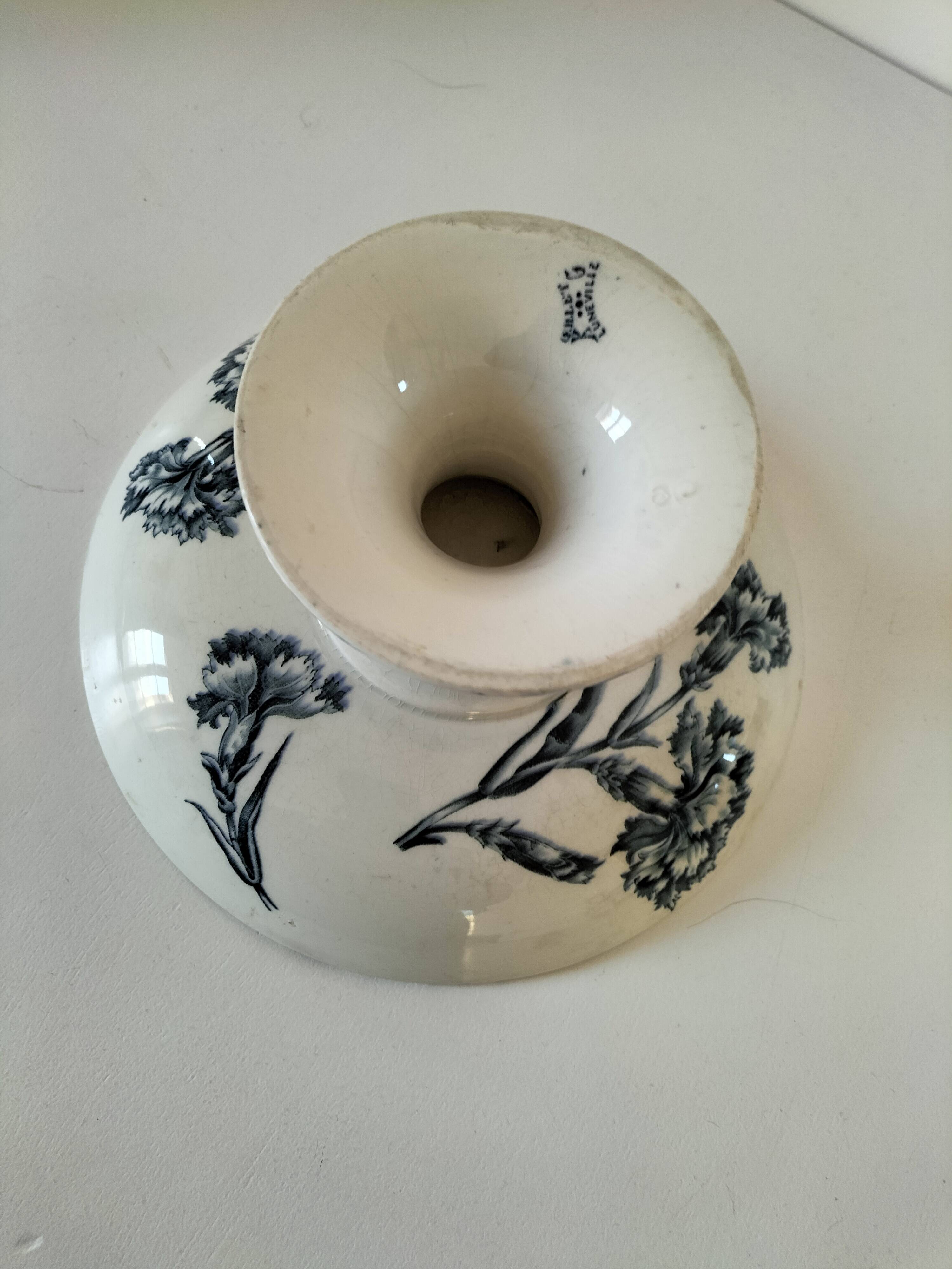 KG Lunéville footed plate with blue carnation decoration, 1880-1910