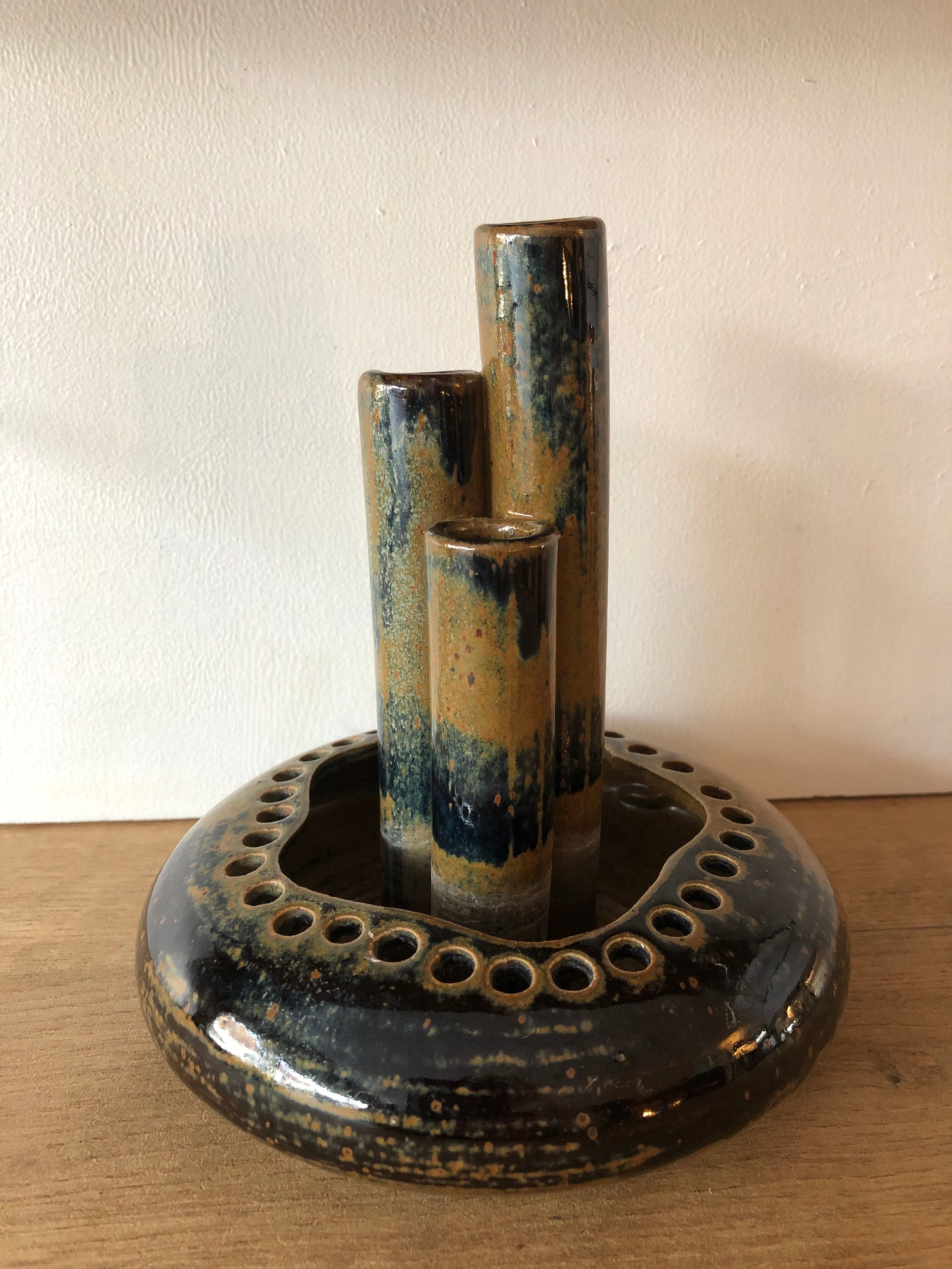 Vase soliflore en céramique émaillée vintage