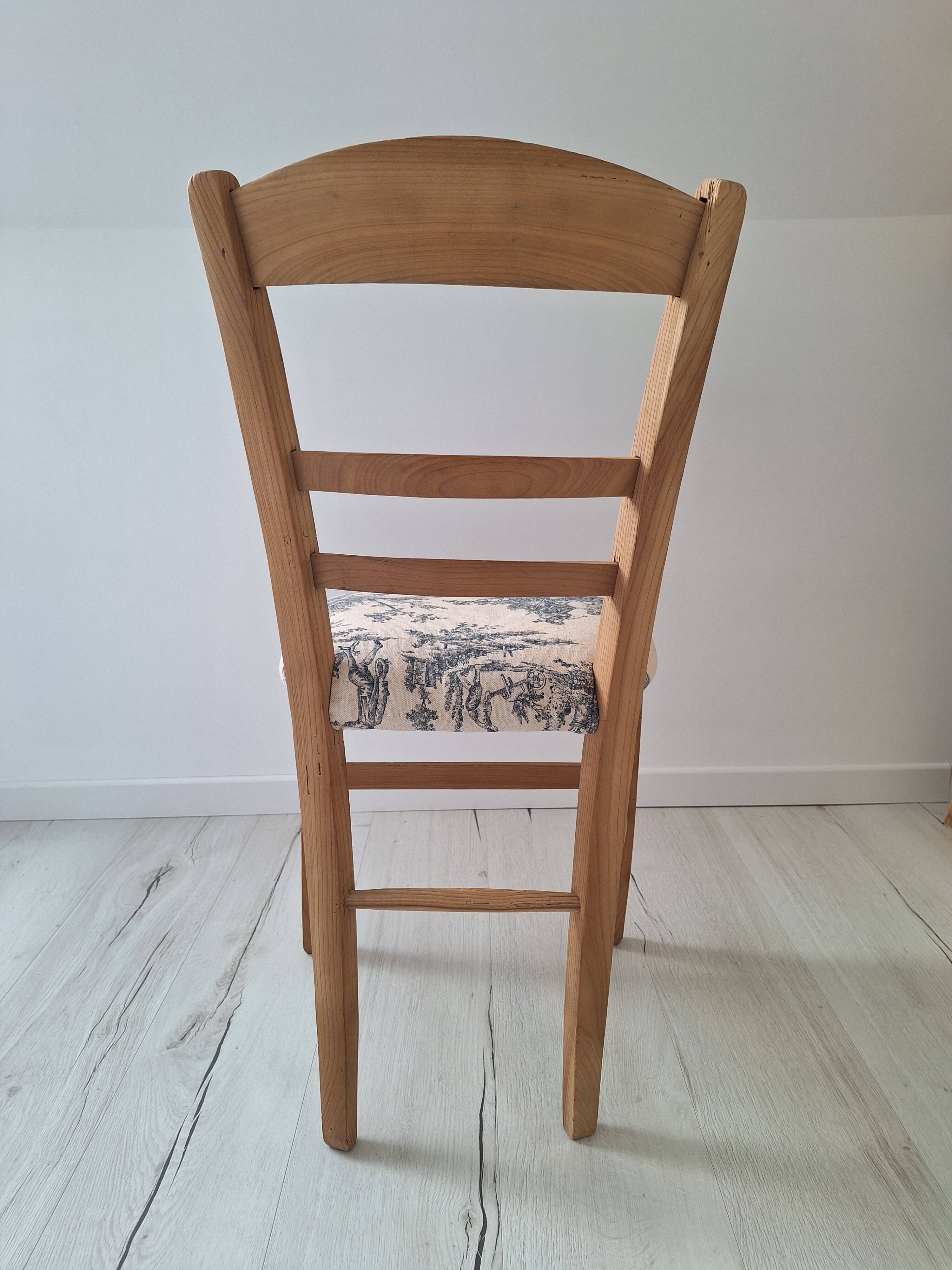 Chaise de campagne en toile de Jouy bleu