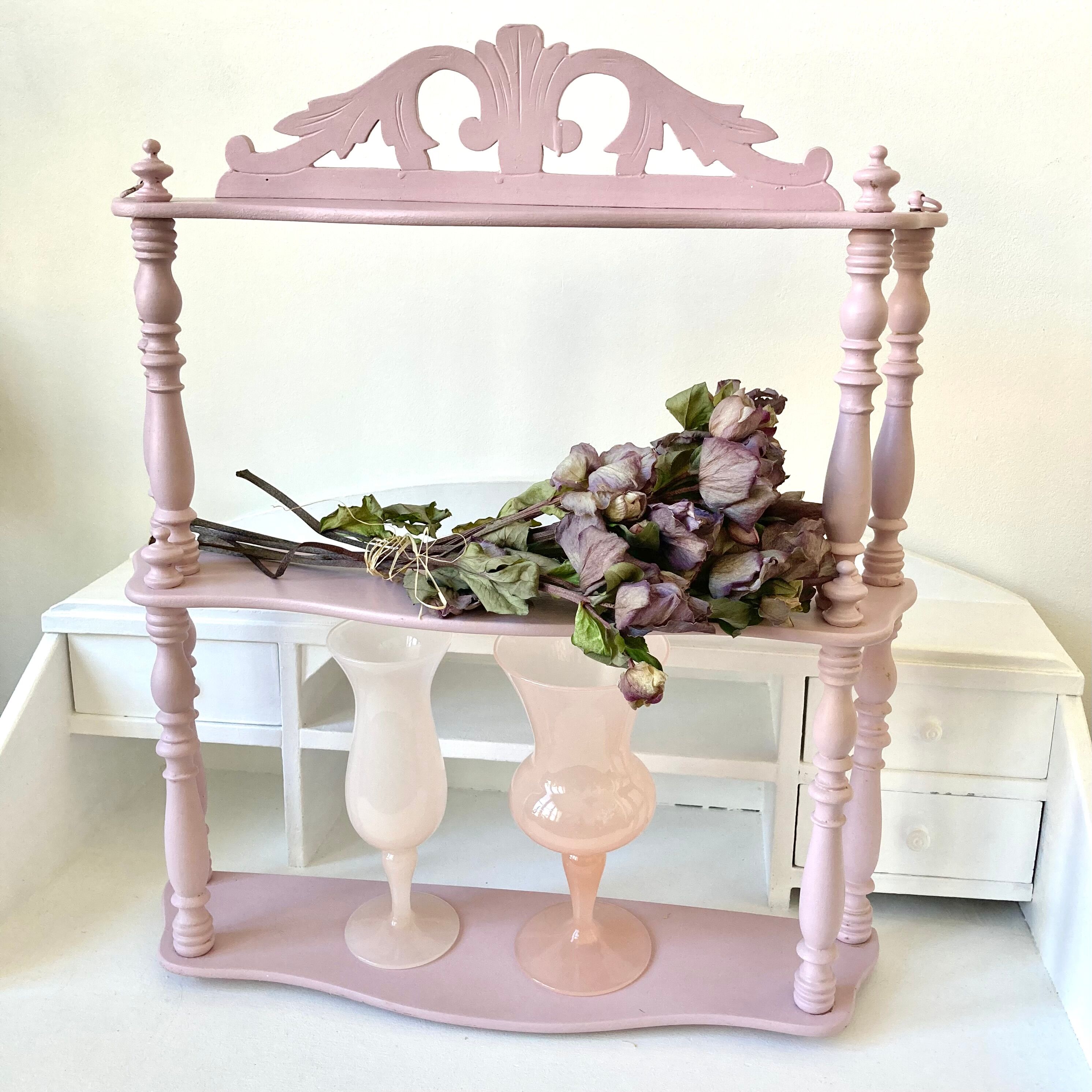 Carved wooden wall shelf