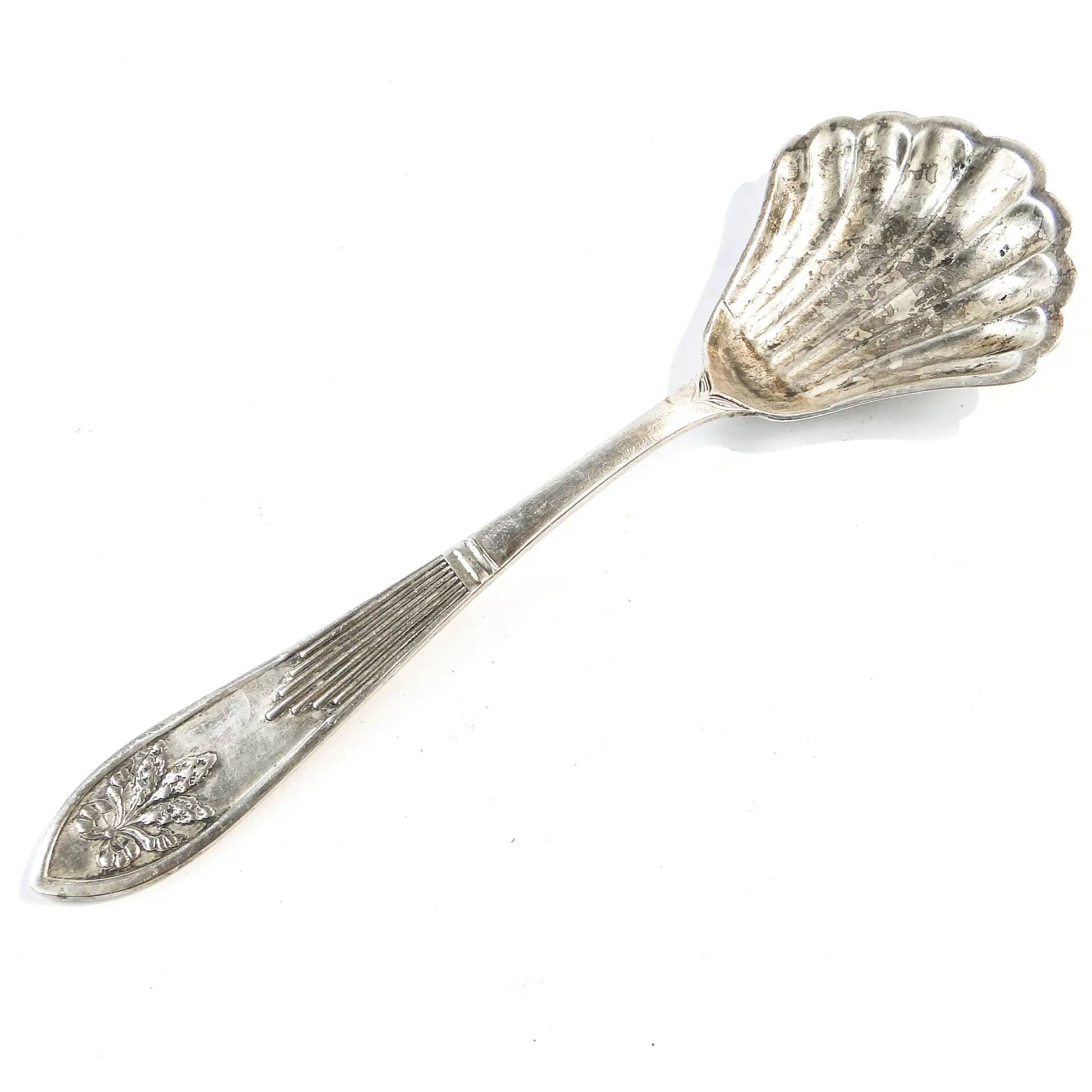 Art Deco sugar spoon, silver-plated brass, Poland, 1930s