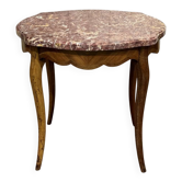 Louis XV style gueridon from the early 20th century with a marble top, made of rosewood.