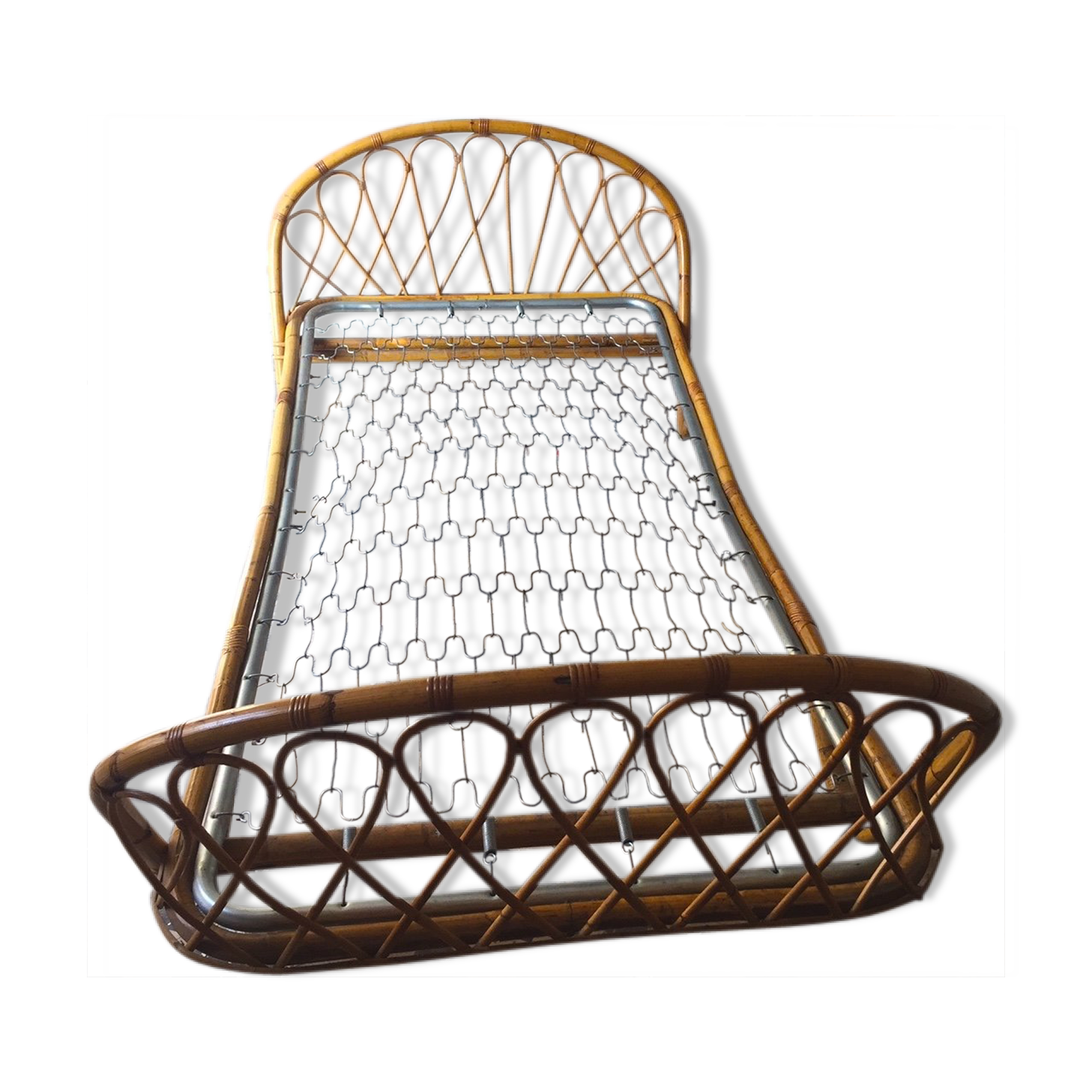 Rattan basket bed of the years 60