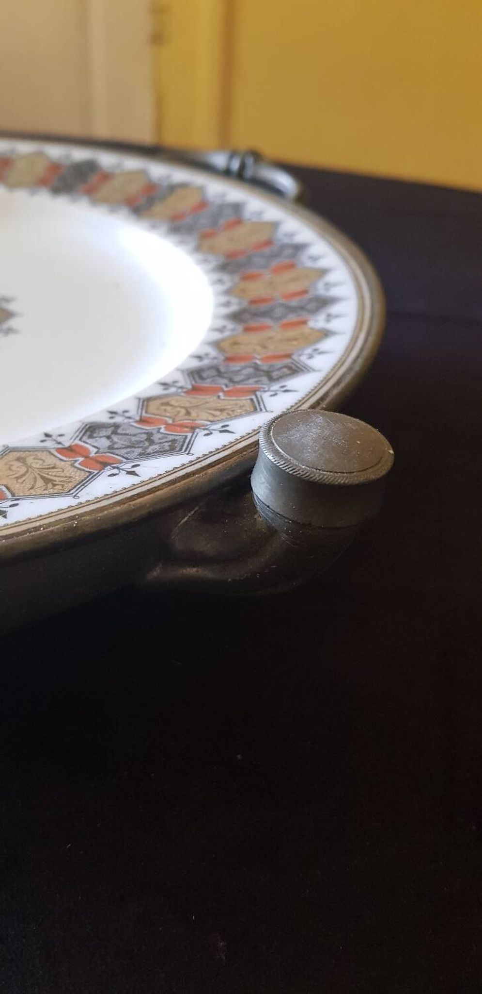 Heated plate. 19th century dish warmer.