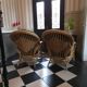 Pair of armchairs in rattan, wicker and woven bamboo, 1970