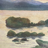 Tableau peinture ancienne coucher de soleil début XXe