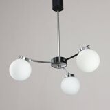 Mid-Century Italian Chrome and Opaline Chandelier