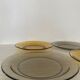 Lot of 4 plates 2 amber Vereco and 2 black Arcoroc - vintage